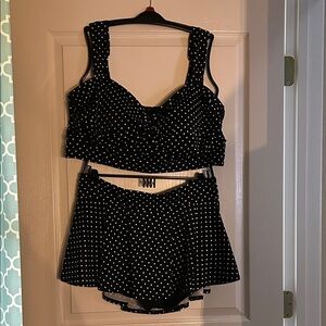 Elegant Black and White Polka Dot Bikini Set